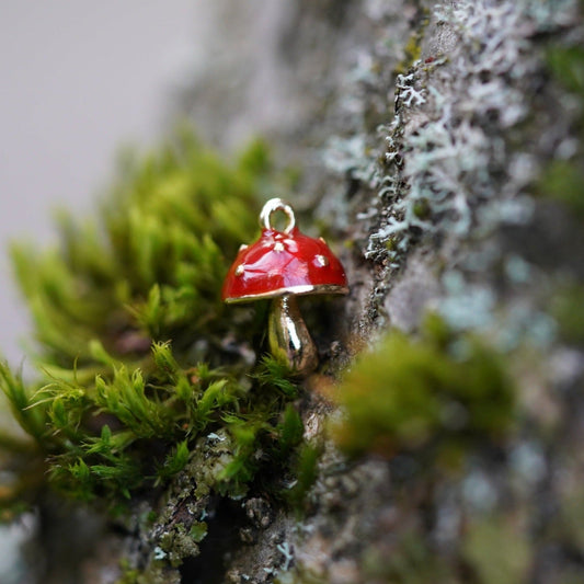 Cute Mushroom Pendant, Red Mushroom Charm, Made in Japan