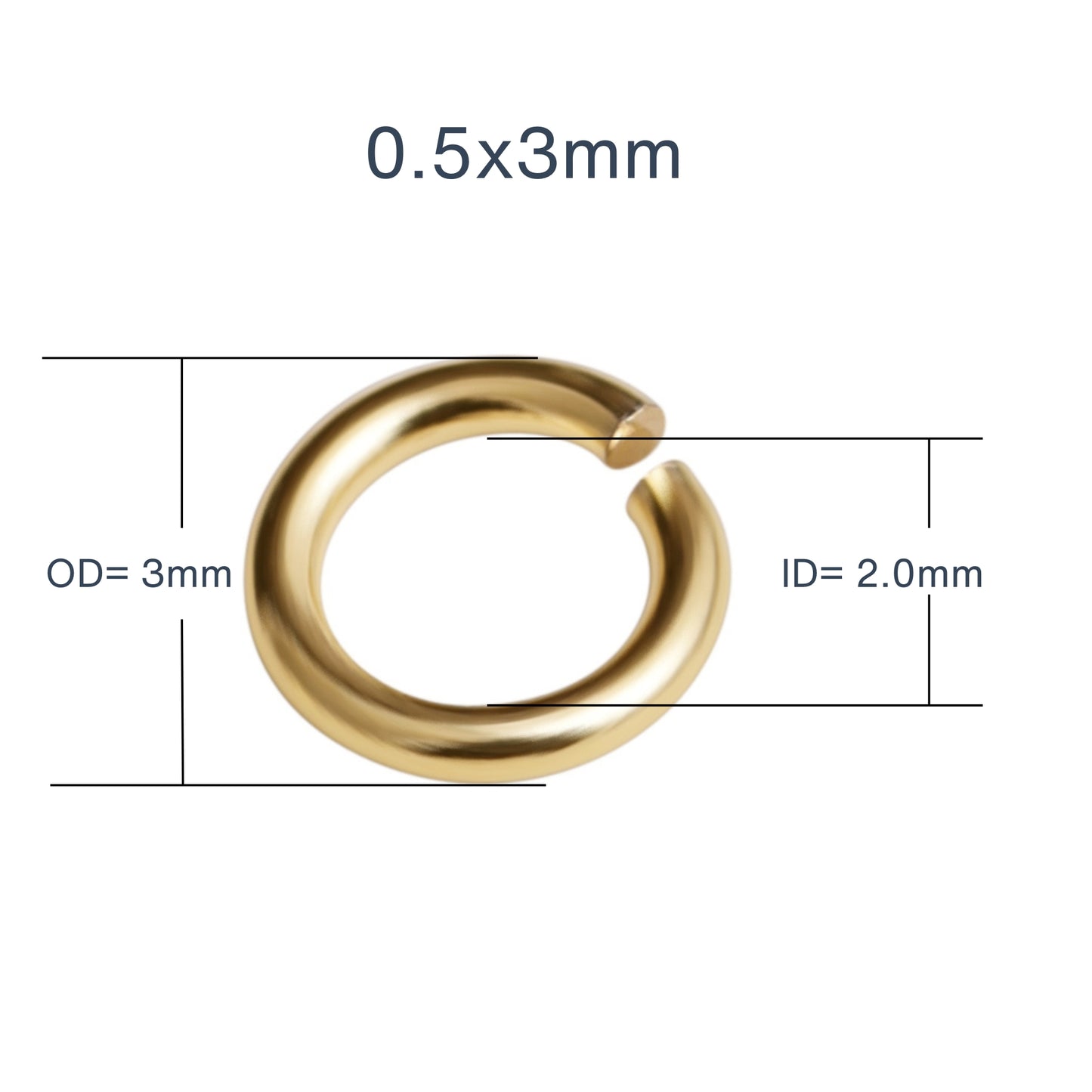 Open Jump Ring – 0.5 × 3mm JGPT Gold · Jewelry Assembly Component