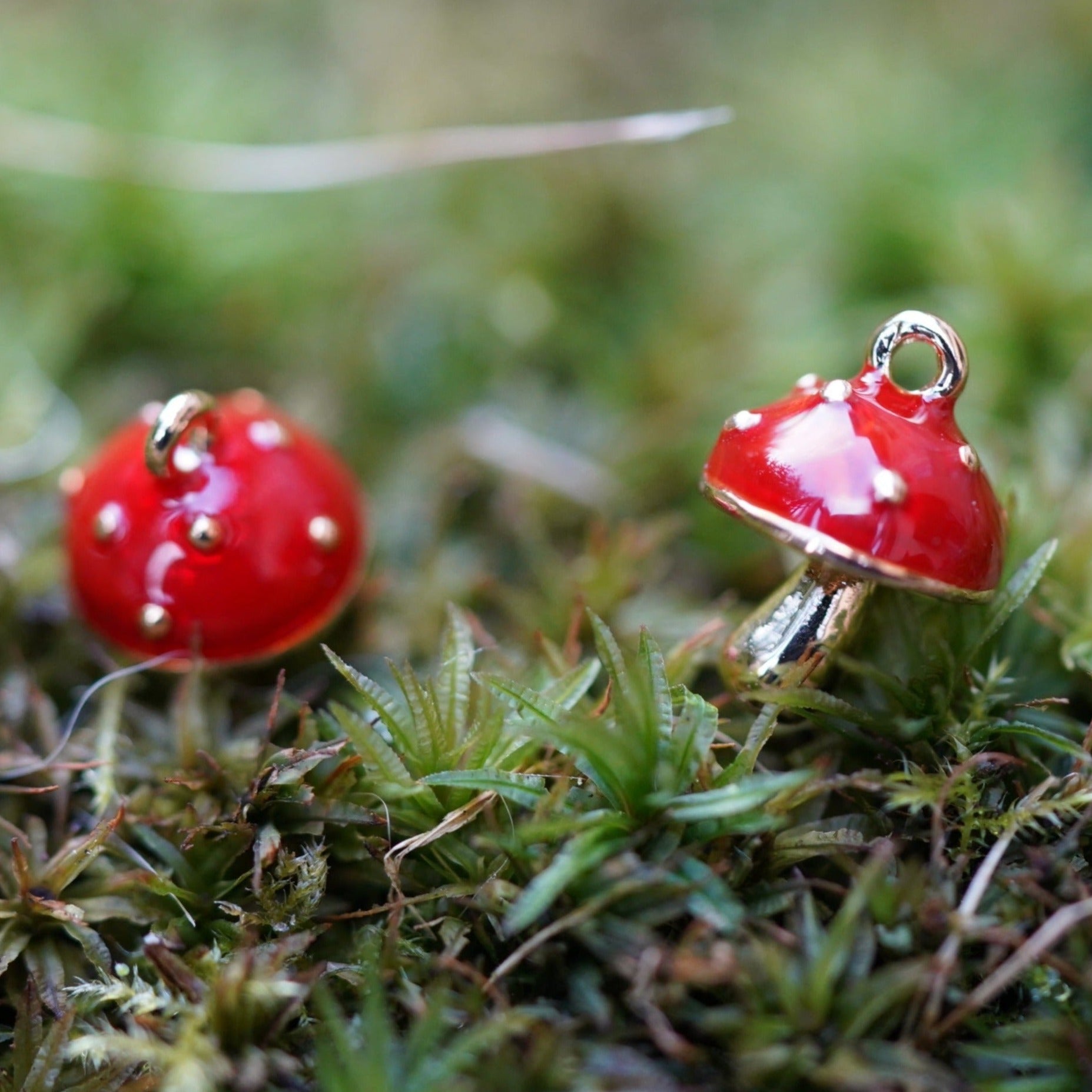 Cute Mushroom Pendant, Red Mushroom Charm, Made in Japan - onesika