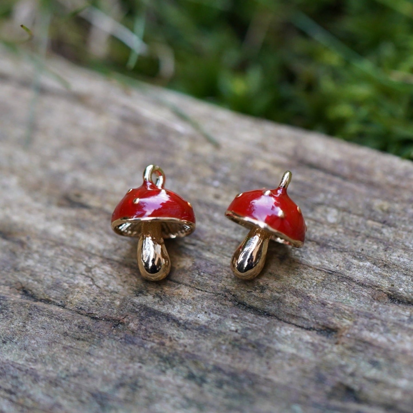 Cute Mushroom Pendant, Red Mushroom Charm, Made in Japan