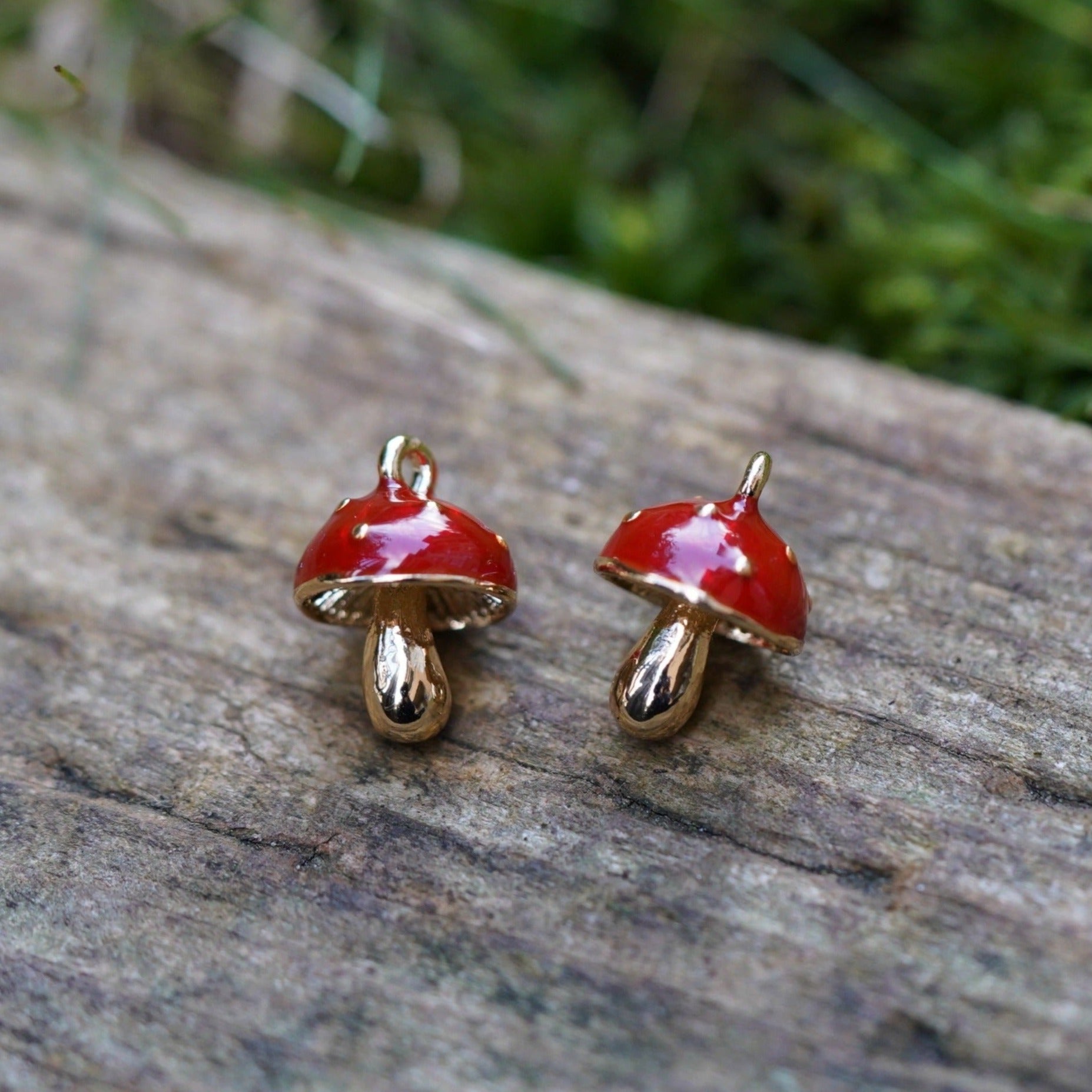 Cute Mushroom Pendant, Red Mushroom Charm, Made in Japan - onesika