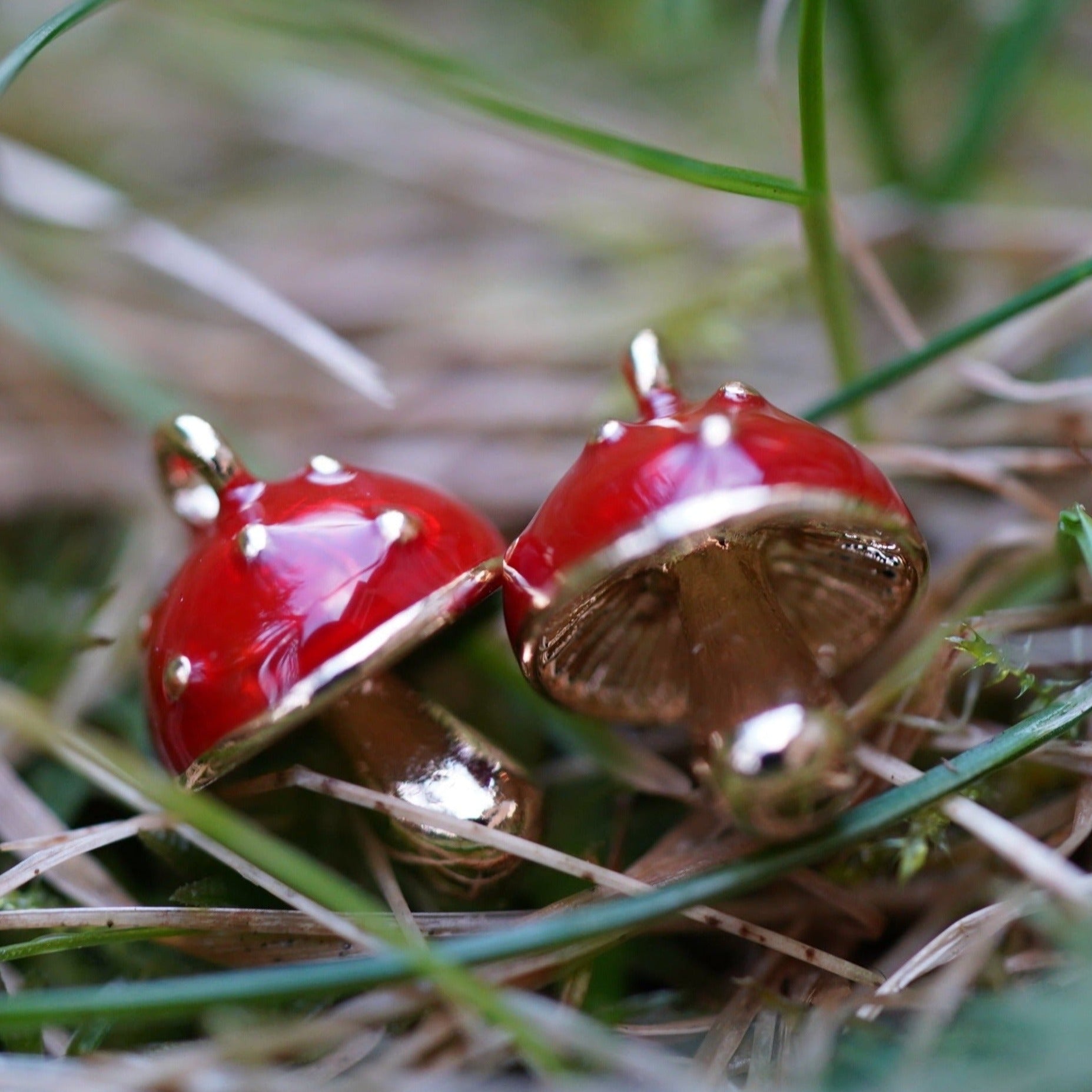 Cute Mushroom Pendant, Red Mushroom Charm, Made in Japan - onesika