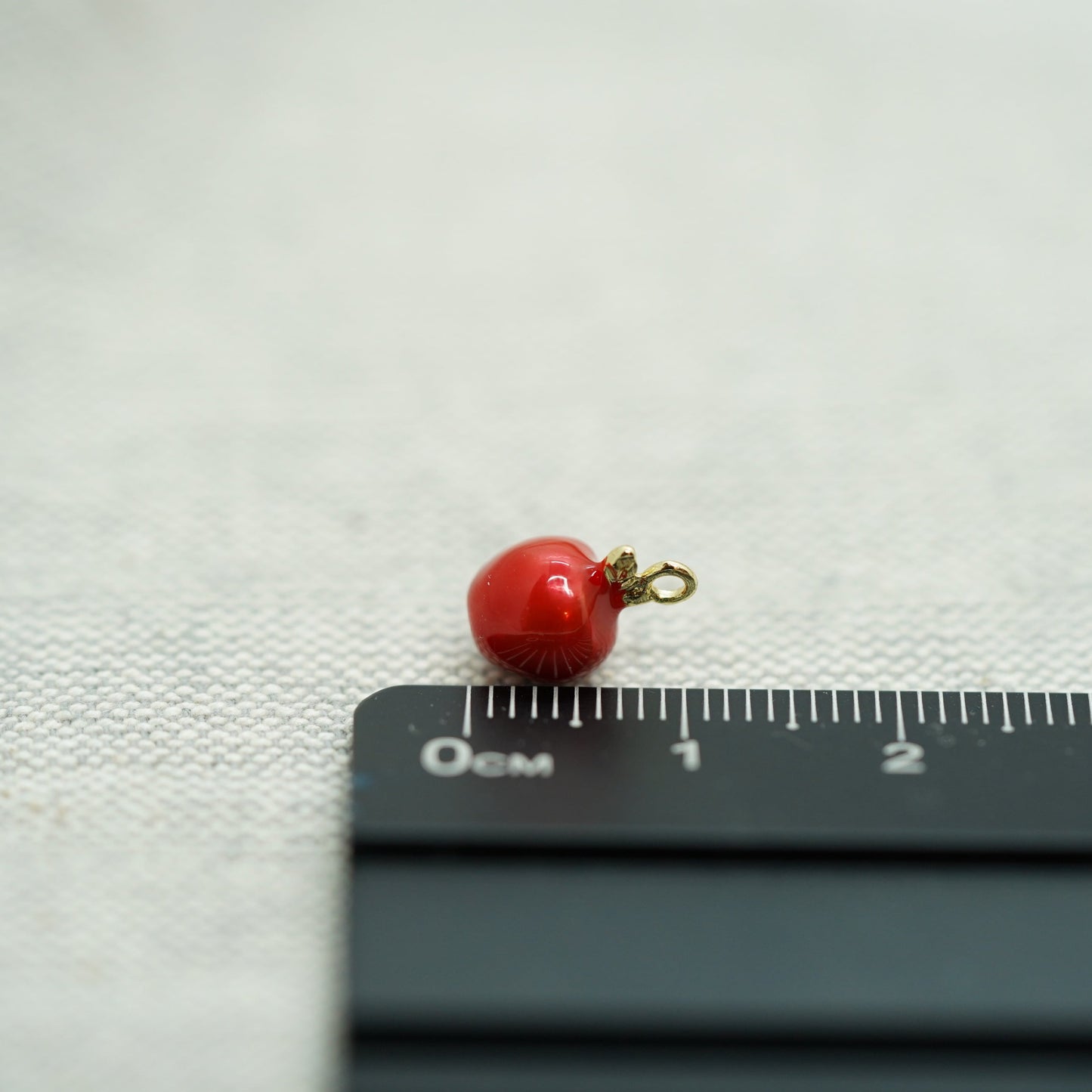 Apple Charm, Tiny / Phone / Keychain Charm, Gold Plated, Red Enamel, Miniature Fruit Pendant, DIY Jewelry Making - onesika