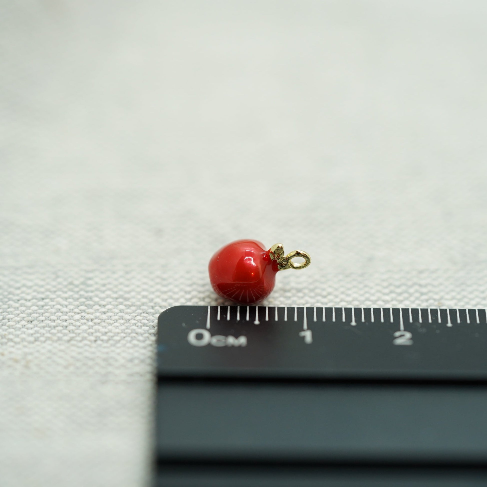 Apple Charm, Tiny / Phone / Keychain Charm, Gold Plated, Red Enamel, Miniature Fruit Pendant, DIY Jewelry Making - onesika