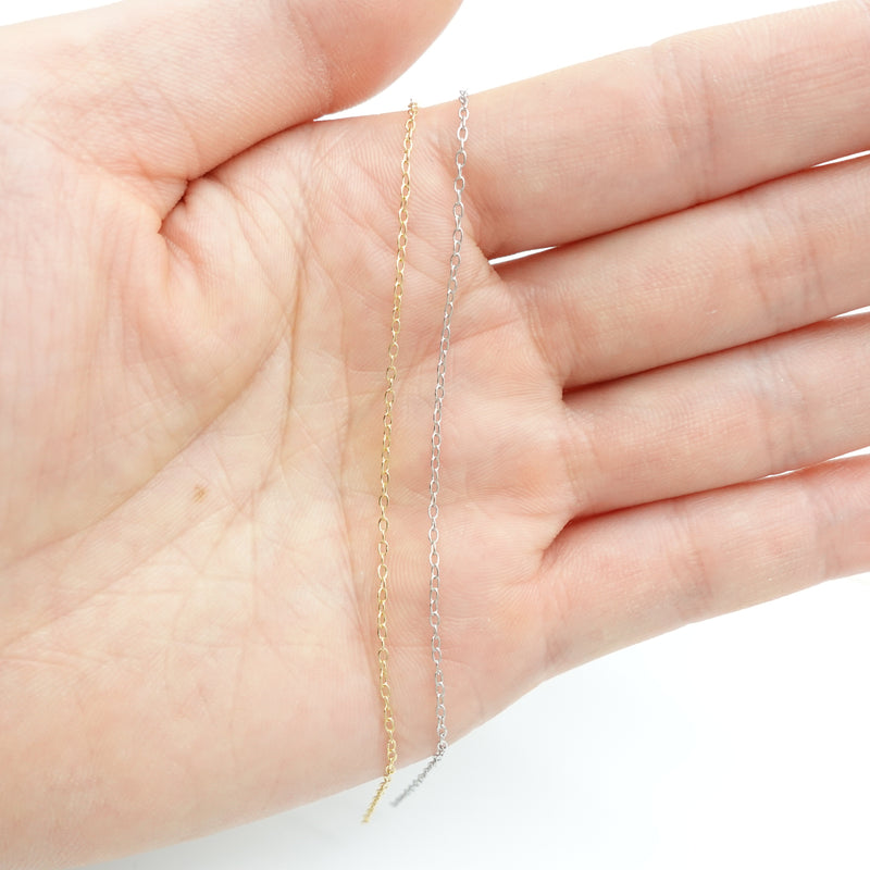 Onesika Gold Plated Oval Cable Chain | 1.2mm | 3 Ft