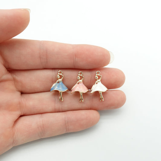 18K Gold Plated girl who dances ballet Charm, Bracelet Pendant, Nutcracker dance girl Charm For Jewelry Making Supplies - onesika