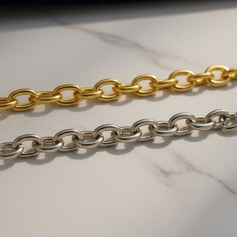 ONESIKA Gold Plated Oval Cable Chain | 4mm | 3 Ft