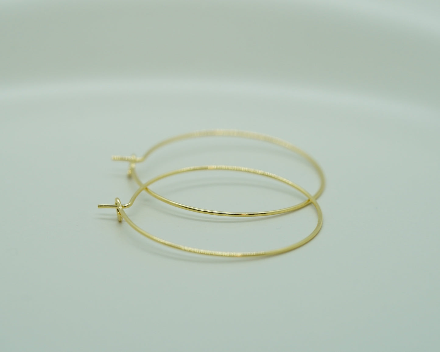 Hypoallergenic gold-plated 30mm hoop earring components, made in Japan, sold as a pair for DIY jewelry making