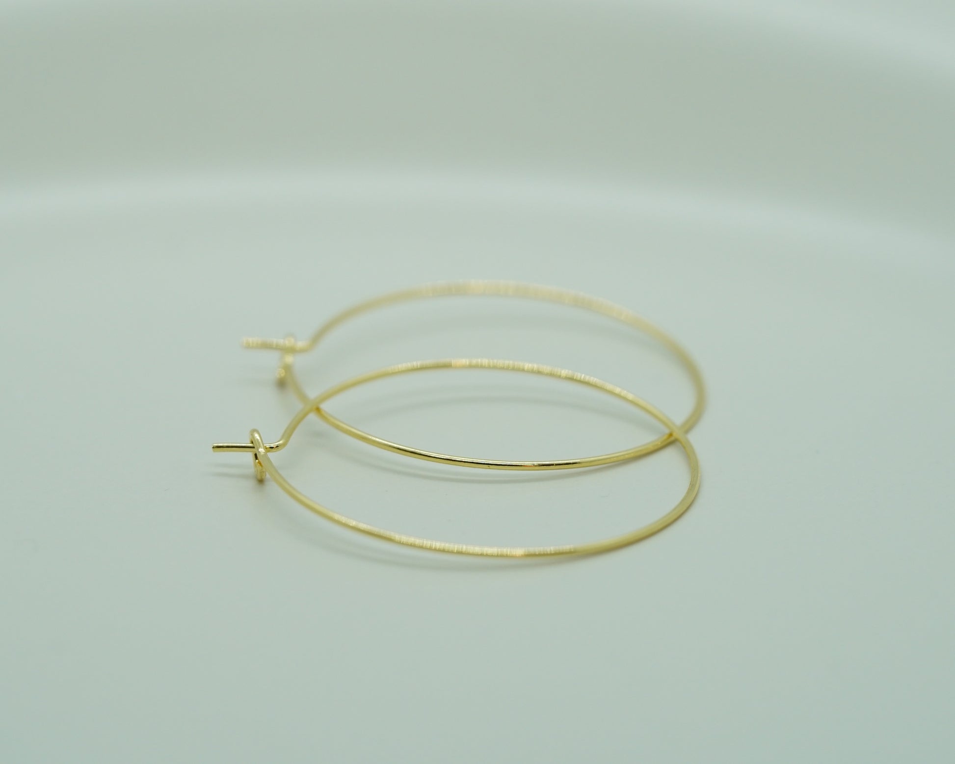 Hypoallergenic gold-plated 30mm hoop earring components, made in Japan, sold as a pair for DIY jewelry making