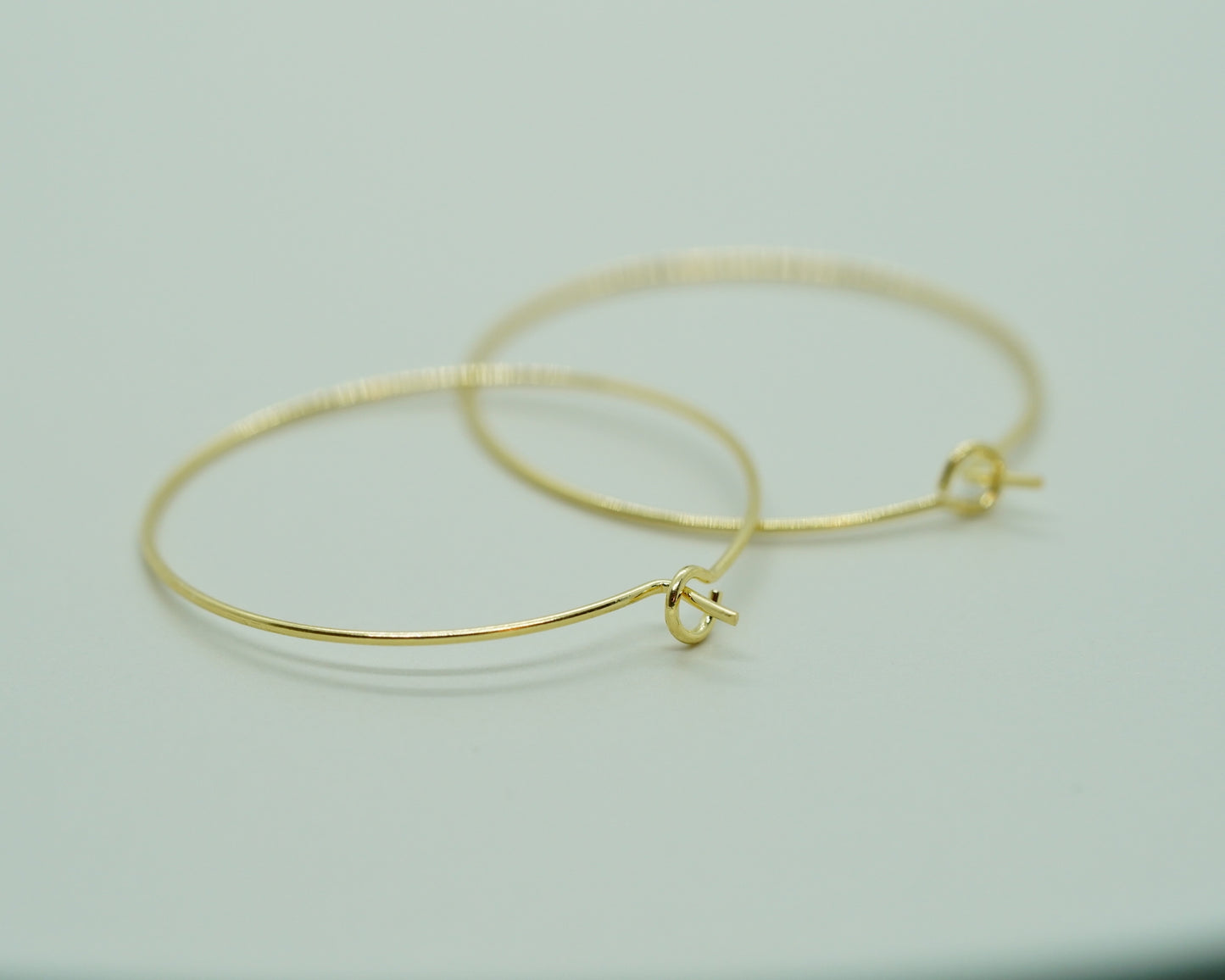 Hypoallergenic gold-plated 30mm hoop earring components, made in Japan, sold as a pair for DIY jewelry making