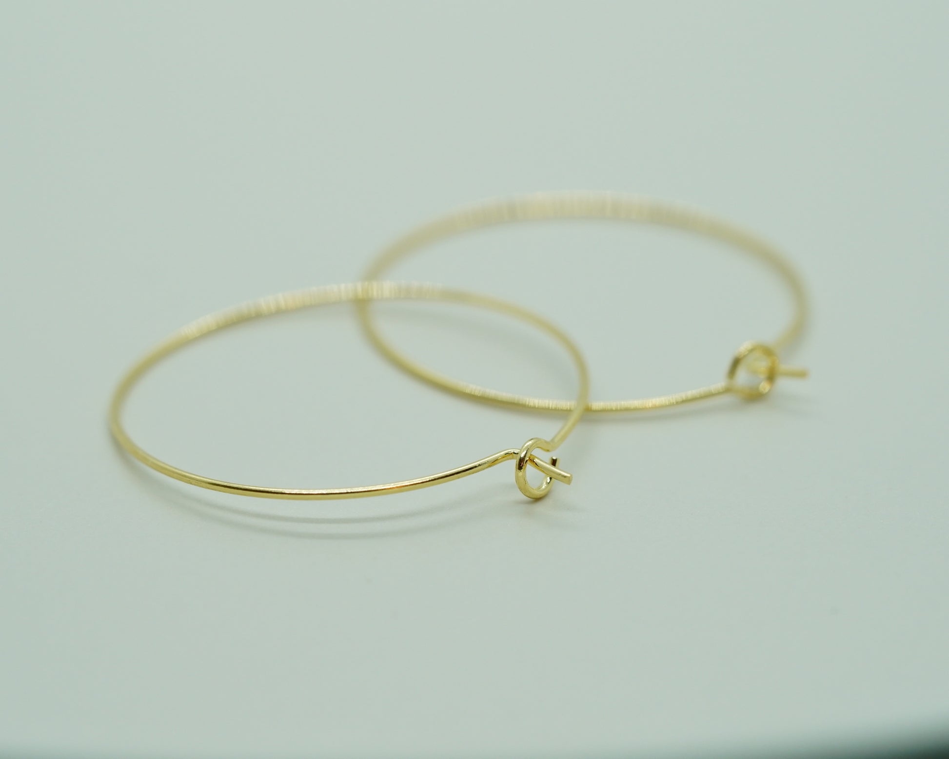 Hypoallergenic gold-plated 30mm hoop earring components, made in Japan, sold as a pair for DIY jewelry making