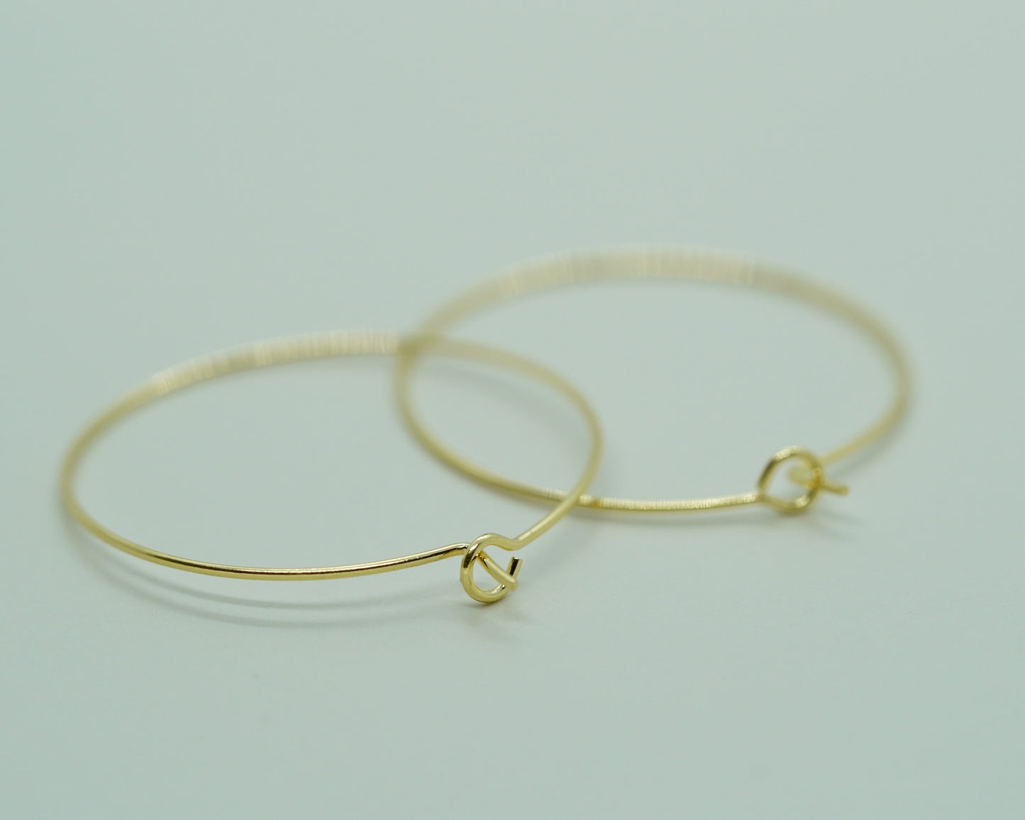Hypoallergenic gold-plated 30mm hoop earring components, made in Japan, sold as a pair for DIY jewelry making