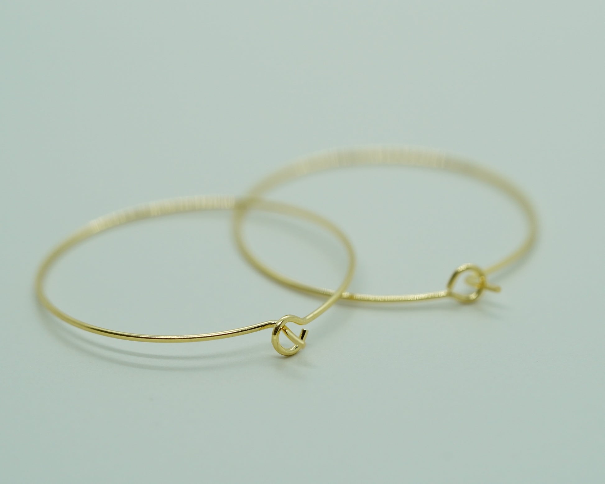 Hypoallergenic gold-plated 30mm hoop earring components, made in Japan, sold as a pair for DIY jewelry making