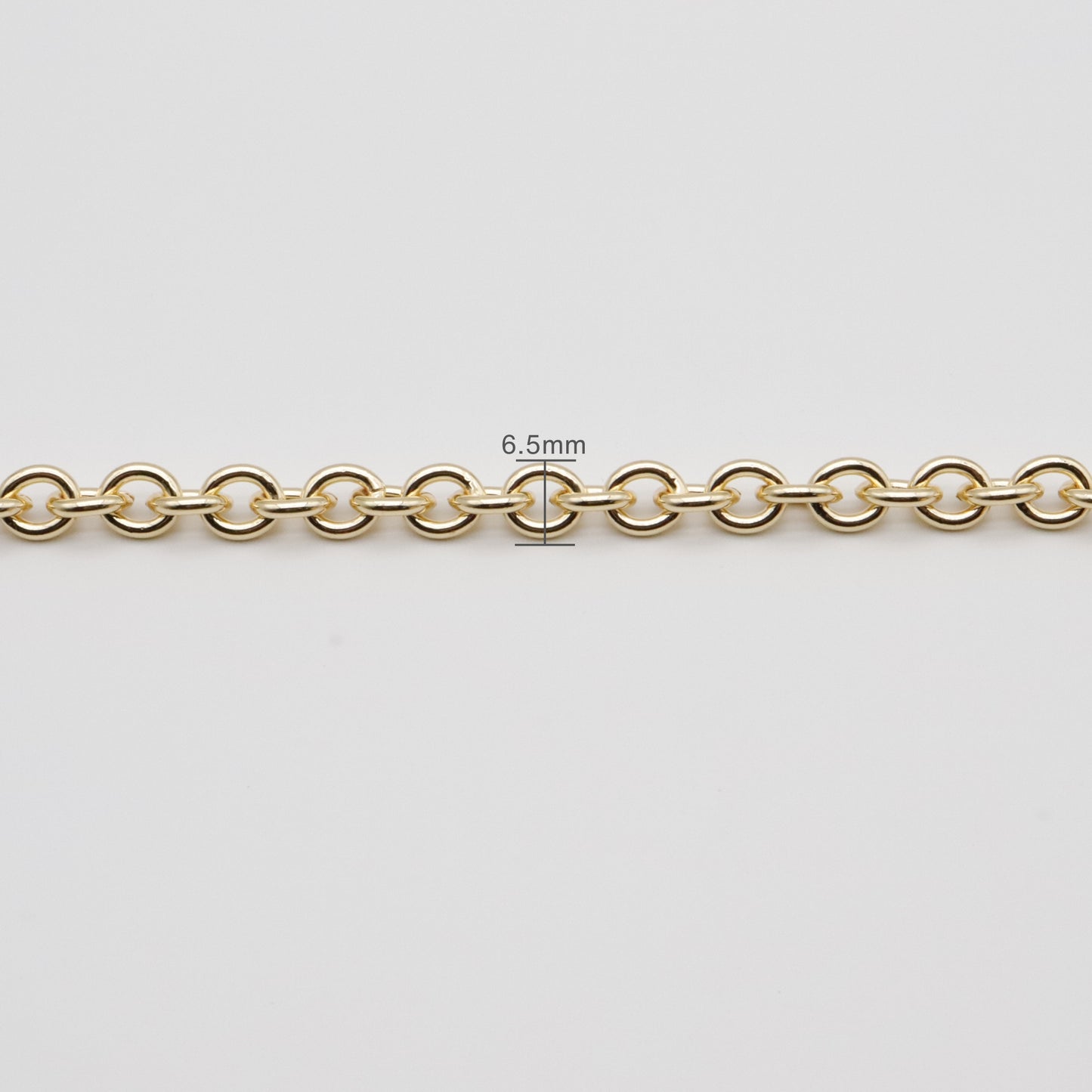 Gold Round Cable Chain by the Foot | 6.5mm Width | JGPT Japanese Gold Plated | Jewelry Making